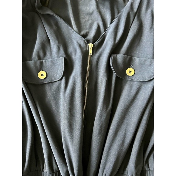 Emma & Michele Jumpsuit Women's Large Navy W/Gold Wide Leg Pant Sleeveless Tie - Picture 3 of 10